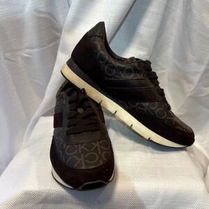 Calvin Klein Monogram Brown Suede Leather Sneakers Mens 10 34E09035 TEA